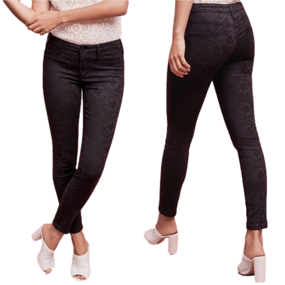 Anthropologie Pilcro Serif Mid-Rise Jacquard Jeans